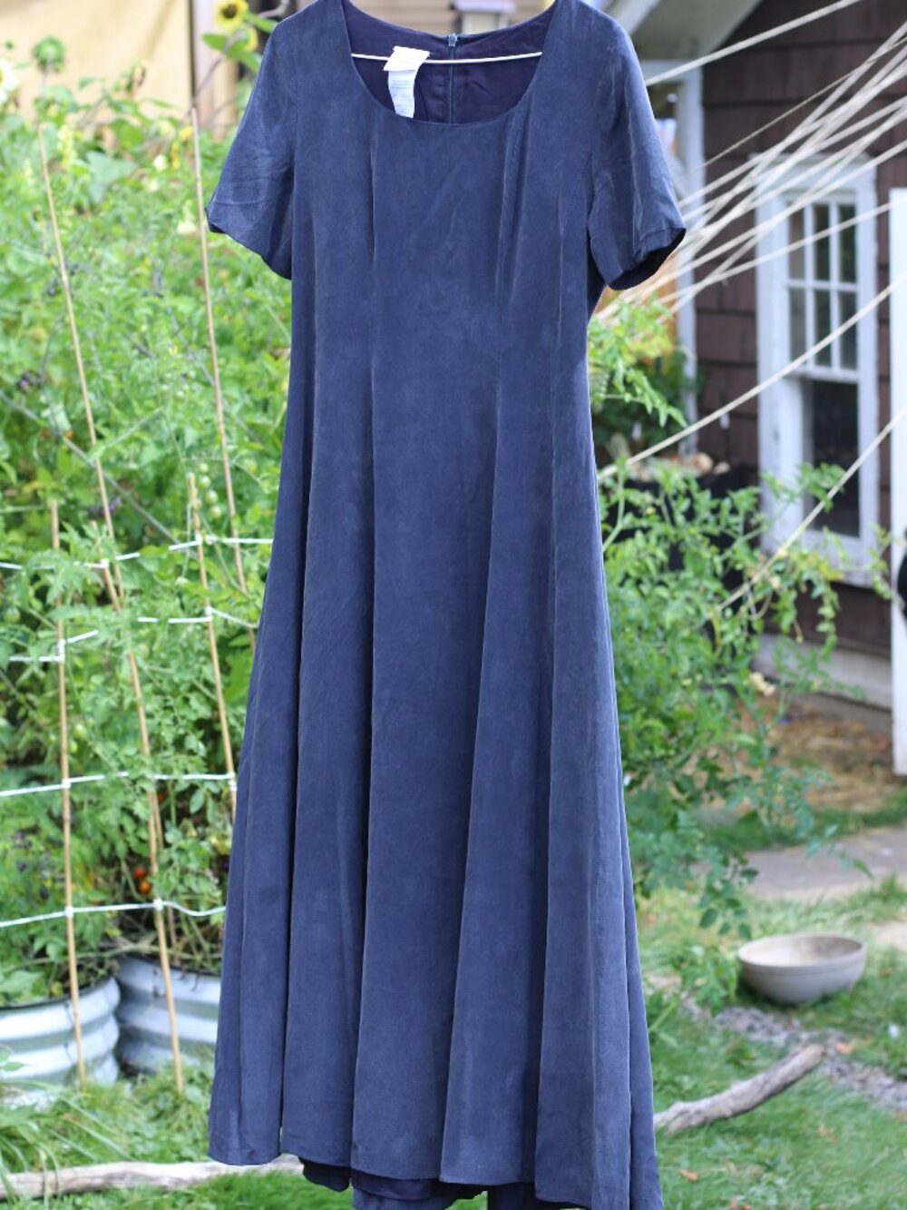 Vintage Silk Laura Ashley Navy Blue Maxi Dress